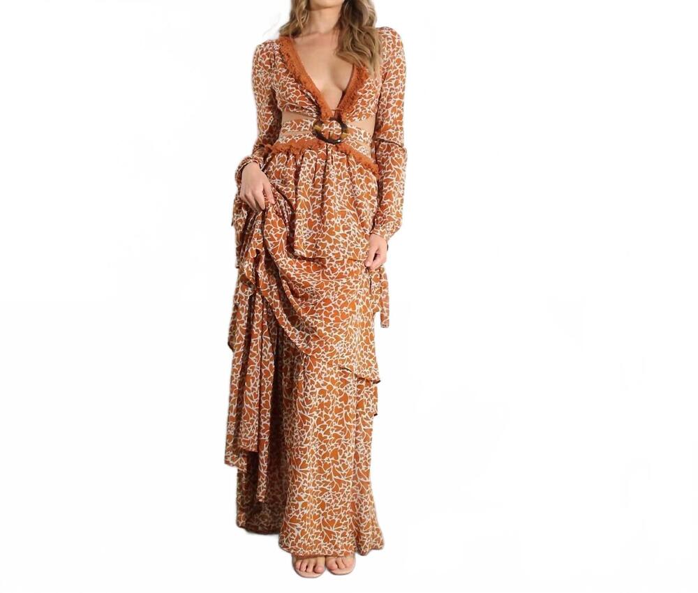 NEW MULLA cross back tie maxi dress in sandy brown